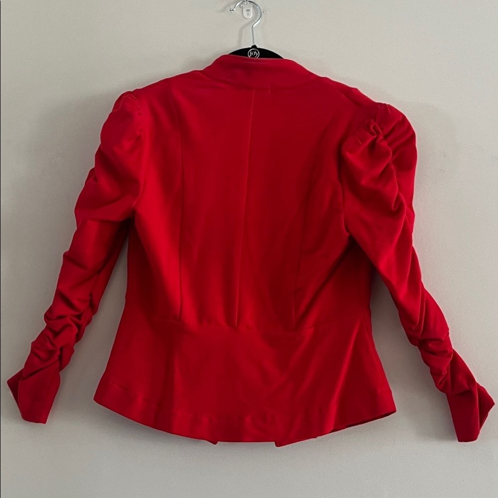 JohnPaulRichard Chic Tangerine Zip Up Jacket Ruched Sleeves Size S - Picture 2 of 10
